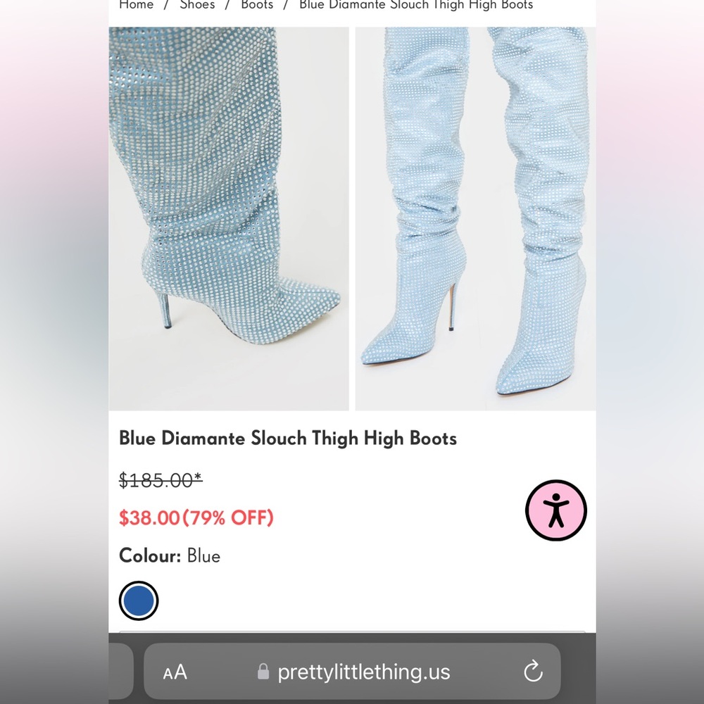 PrettyLittleThing Diamante Thigh High Boots